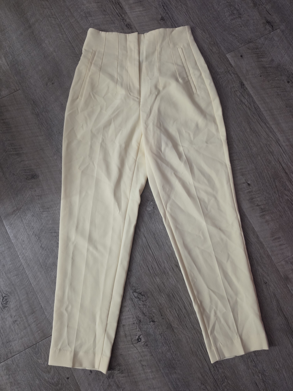 NWT Zara Cream Yellow Small High-Waist Tailored Trousers